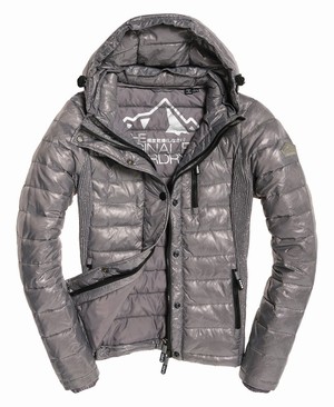 Superdry Fuji Slim Double Cipzár Hooded Női Kabát Szürke/Metal | HOUJK7962